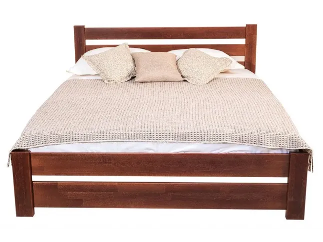 Ліжко Кароліна темно-коричневого кольору (венге) покриття лаком, матеріал - бук зрощений (вигляд зпереду)