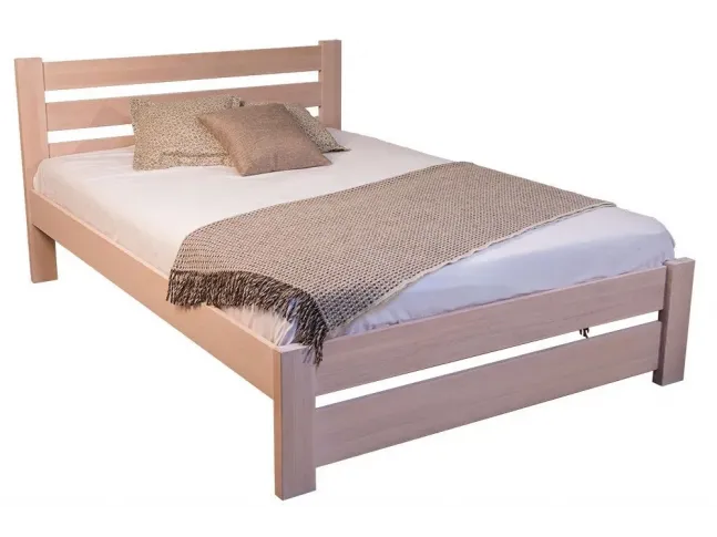 Ліжко Кароліна бежевого кольору, матеріал - бук цільний, покриття олія (загальний вигляд)