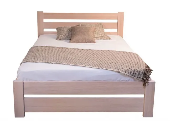 Ліжко Кароліна бежевого кольору, матеріал - бук цільний, покриття олія (вигляд зпереду)