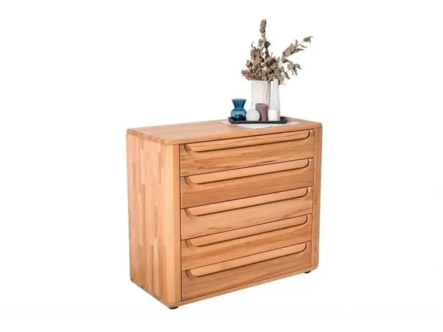 Комод Глорія 5-шухляд натурального кольору, матеріал зрощений/цільний бук (загальний вигляд)