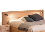 Ліжко Ніколь натурального кольору, матеріал зрощений/цільний бук (спинка та LED освітлення)