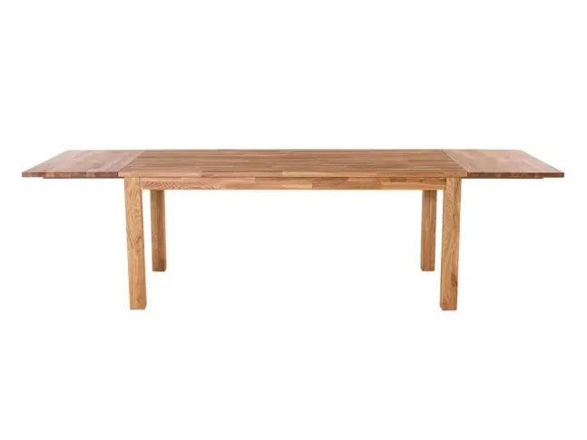 Стол Тандем с двумя дополнительными вставками, натуральный цвет, материал - сращенный  дуб (вид спереди)