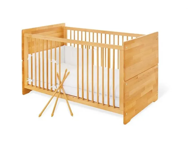 Дитяче ліжечко трансформер Whity натурального кольору, матеріал - бук зрощений (для новонароджених і немовлят)