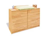 Комод-пеленатор Whity 140 натурального кольору, зрощений бук, покриття олією з пеленатором (загальний вид)