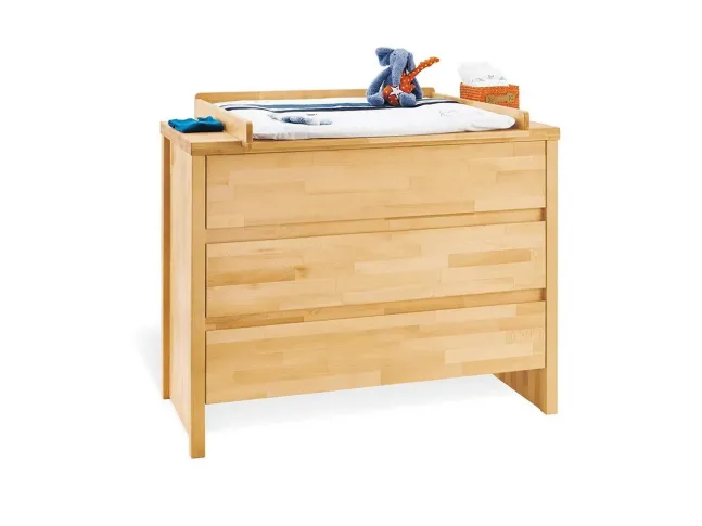 Комод-пеленатор Alpaka 100 натурального цвета, сращенный бук, покрытие масло с пеленатором (общий вид)
