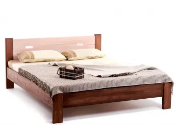 Кровать Селена коричневого и белого цветов, материал - цельный бук (общий вид)