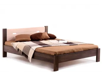 Кровать Селена коричневого и белого цветов, материал - цельный бук (общий вид) 2