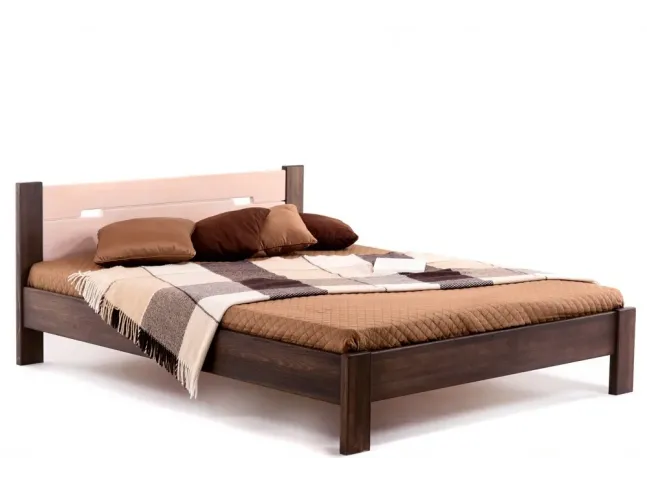 Кровать Селена темно-коричневого и белого цветов, материал - цельный бук (общий вид)