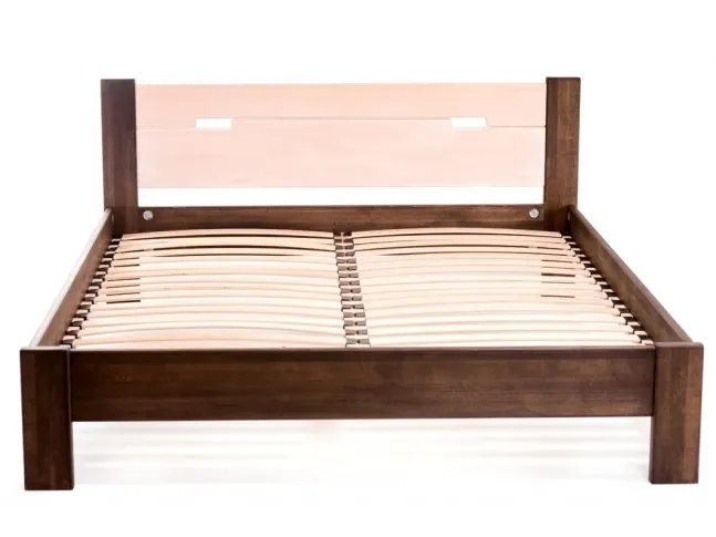 Ліжко Селена коричневого і білого кольорів, матеріал - цільний бук (вигляд зверху)