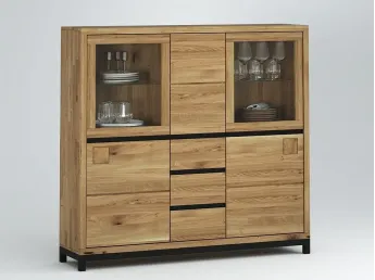 Буфет Франкфурт ІІ натурального кольору, матеріал - дуб зрощений\цільний (загальний вигляд)