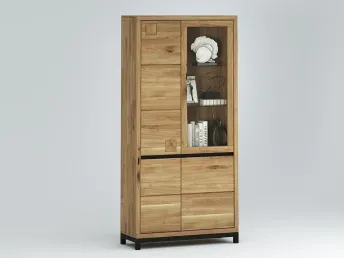 Вітрина Франкфурт ІІ натурального кольору, матеріал - дуб зрощений\цільний (загальний вигляд)