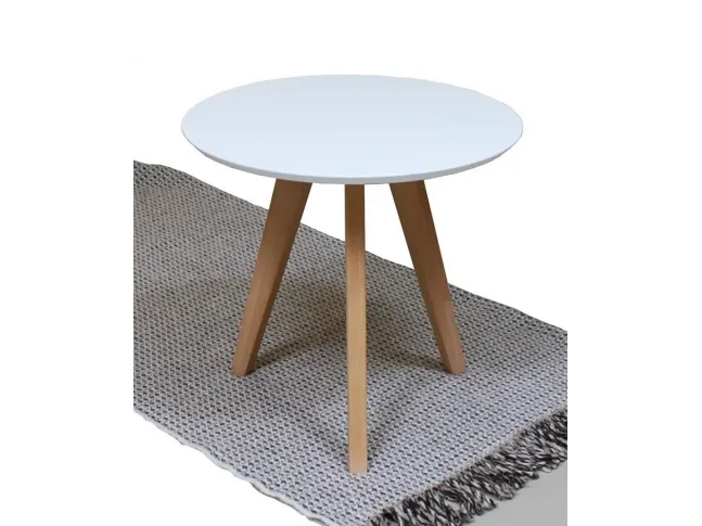 Столик прикроватный Данте цвет белый\натуральный лак, материал - срощенный бук (общий вид)