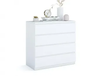 Комод Кетрін Еко білого кольору, матеріал - бук зрощений/цільний (загальний вигляд фон білий)