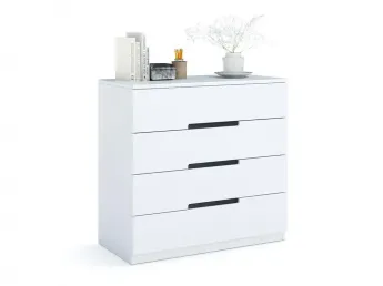 Комод Селена Еко білого кольору, матеріал - бук зрощений/цільний (загальний вигляд фон білий)