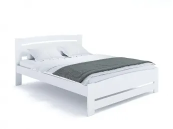 Купить Кровать София Еко белого цвета, покрытие лак, материал - бук срощенный/цельный (общий вид фон белый)