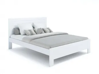 Купить Кровать Люкс Еко белого цвета, покрытие лак, материал - бук срощенный/цельный (общий вид фон белый)