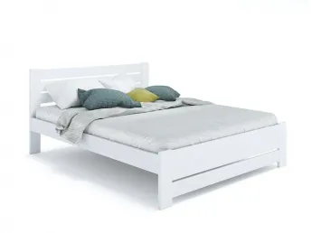 Ліжко Кароліна Еко білого кольору, покриття лак, матеріал - бук зрощений/цільний (загальний вигляд фон білий)