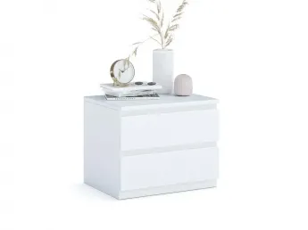 Тумбочка приліжкова Кетрін Еко білого кольору, покриття - лак, матеріал - зрощений/цільний бук (загальний вигляд фон білий)