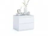 Тумбочка приліжкова Кетрін Еко білого кольору, покриття - лак, матеріал - зрощений/цільний бук (загальний вигляд фон білий)