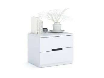 Тумбочка приліжкова Селена Еко білого кольору, матеріал - зрощений/цільний бук (загальний вигляд фон білий)