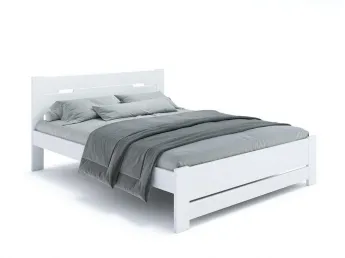 Ліжко Селена Еко білого кольору, покриття лак, матеріал - бук зрощений/цільний (загальний вигляд)