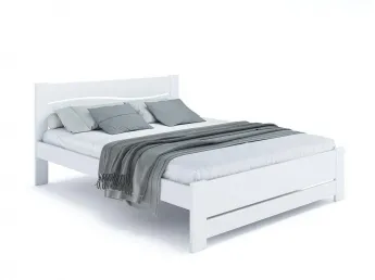 Ліжко Венеція Еко білого кольору, покриття лак, матеріал - бук зрощений/цільний (загальний вигляд)