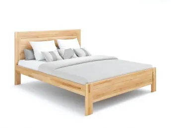 Ліжко Люкс Еко натурального кольору, покриття лак, матеріал - бук зрощений/цільний (загальний вигляд)