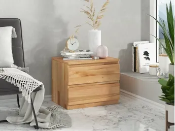 Купить Тумбочка прикроватная Кэтрин Еко натурального цвета, материал - срощенный/цельный бук (общий вид фон белый) 2