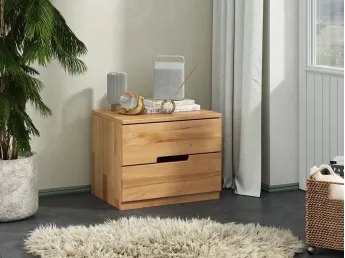 Купить Тумбочка прикроватная Селена Еко натурального цвета, материал - срощенный/цельный бук (общий вид фон белый) 2