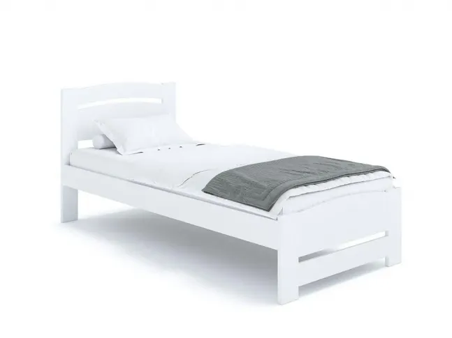 Кровать София Еко 90 х 200 см белого цвета, покрытие лак, материал - бук срощенный/цельный (общий вид фон белый)