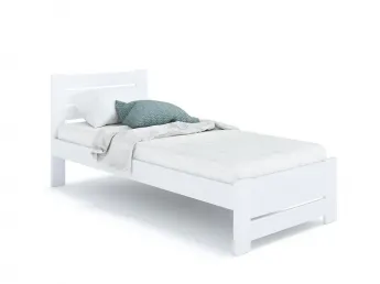 Ліжко Кароліна Еко 90 х 200 см білого кольору, покриття лак, матеріал - бук зрощений/цільний (загальний вигляд фон білий)