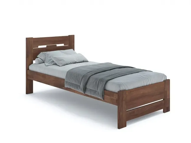 Ліжко Селена Еко 90 х 200 см кольору горіх, матеріал - бук зрощений/цільний (загальний вигляд)