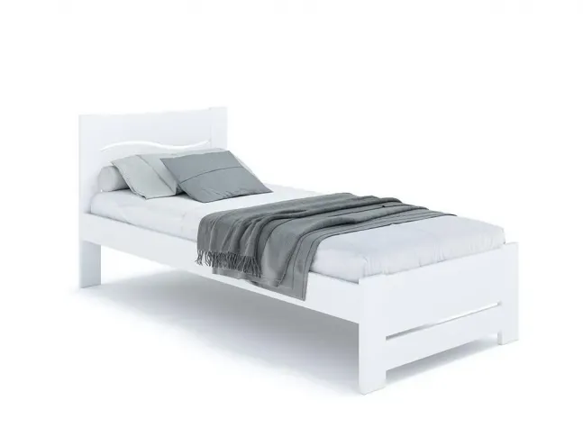 Кровать Венеция Еко 90 х 200 см белого цвета, покрытие лак, материал - бук срощенный/цельный (общий вид)