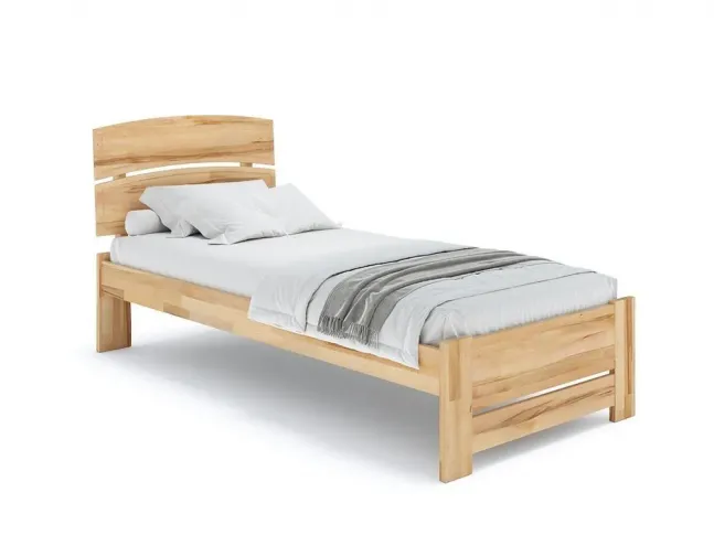 Купити Ліжко Жасмін Еко 90 х 200 см натурального кольору, матеріал - бук зрощений/цільний (загальний вигляд фон білий)
