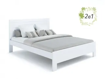 Купити Ліжко Люкс Еко білого кольору, матеріал - зрощений/цільний бук + Матрац Мокко Софт 1800 (загальний вид)