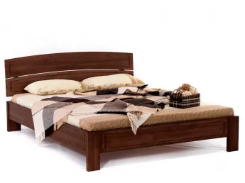 Ліжко Жасмін коричневого кольору, матеріал - цільний бук (загальний вигляд).