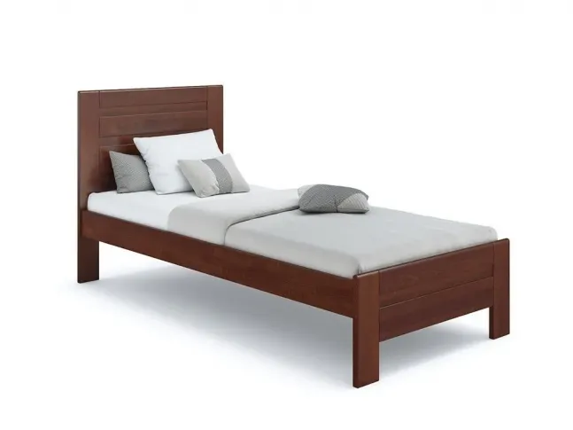 Кровать Люкс Еко 90 х 200 см цвета орех, покрытие лак, материал - бук срощенный/цельный (общий вид)