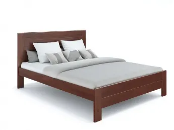 Ліжко Люкс Еко кольору горіх, покриття лак, матеріал - бук зрощений/цільний (загальний вигляд)