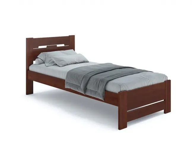 Ліжко Селена Еко 90 х 200 см кольору горіх, покриття лак, матеріал - бук зрощений/цільний (загальний вигляд)