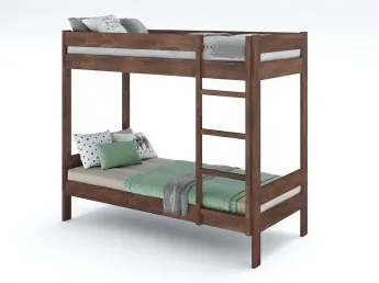 Купить Двухъярусную кровать Шипот цвета орех, материал - бук сращенный (общий вид)