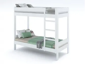 Двоярусне ліжко Шипіт білого кольору, матеріал - бук зрощений (загальний вид)