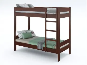 Двоярусне ліжко Шипіт кольору горіх, покриття - лак, матеріал - бук зрощений (загальний вид)