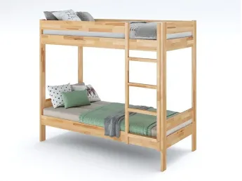Двоярусне ліжко Шипіт натурального кольору, покриття - лак, матеріал - бук зрощений (загальний вид)