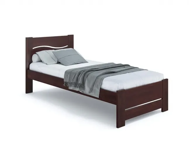 Ліжко Венеція Еко 90 х 200 см кольору венге, покриття лак, матеріал - бук зрощений/цільний (загальний вигляд)