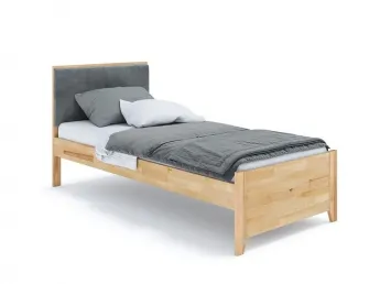 Купити Ліжко підліткове Rainbow натурального кольору, колір тканини - сірий, матеріал - бук зрощений (загальний вигляд)