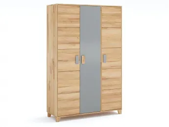 Купить Подростковый шкаф Rainbow 3-дверный натурального/серого цвета, сращенный бук, покрытие масло/лак