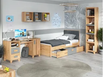 Купити Дитячу Rainbow натурального\сірого кольору, зрощений\цільний бук, покриття лляна олія\лак (загальний вид) 2