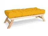 Лавка ALLEGRO натурального кольору, матеріал - бук цільний, колір тканини - жовтий (загальний вигляд)