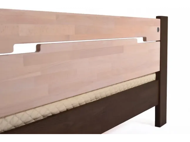 Ліжко Селена темно-коричневого і білого кольорів, матеріал - зрощений бук (вигляд ззаду)