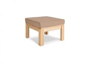 Столик-пуф журнальний MEXICO натурального кольору, матеріал - цільний бук, колір тканини - бежевий (загальний вигляд)
